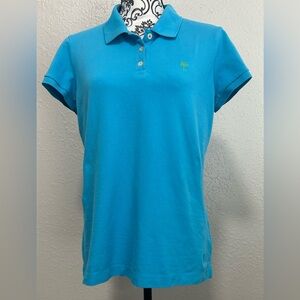 Lilly Pulitzer Chic Fit Short Sleeve Polo shirt  azure blue color Size Large
